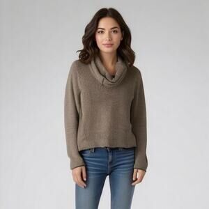 Eileen Fisher System Size M Organic Cotton‎ Cowl Neck Pullover Sweater Gray Knit